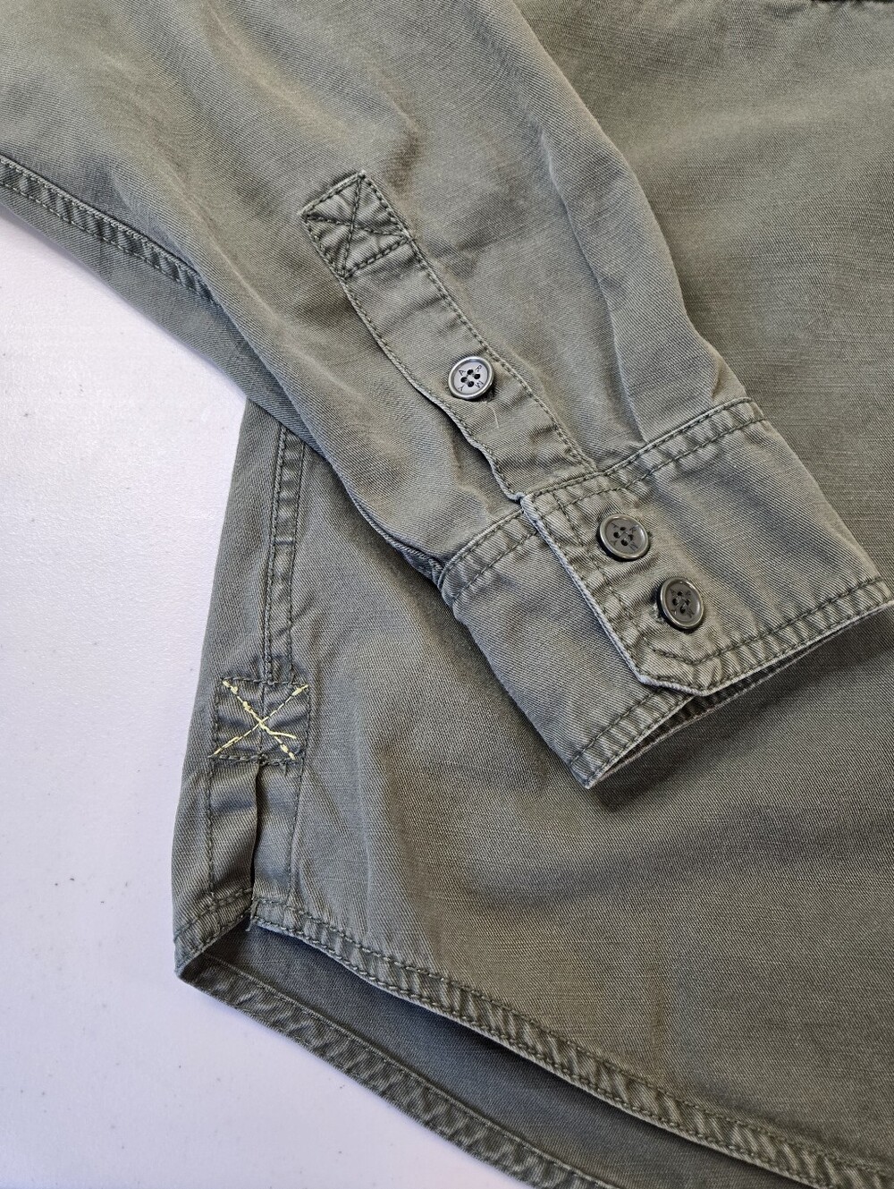 Authentic Apparel Military Style Button Front Shirt in Army Green XXL - Picture 4 of 11